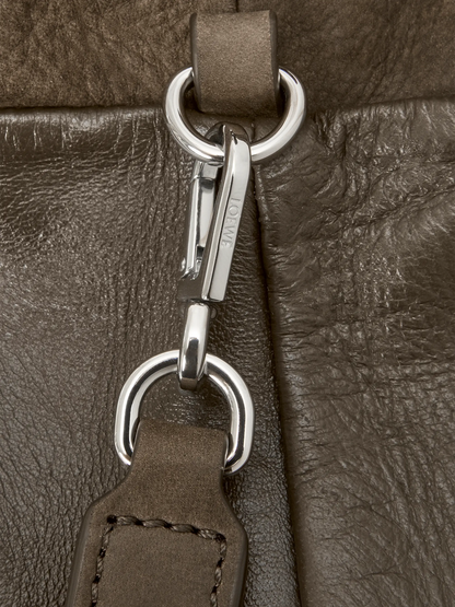 LOEWE Medium Flamenco Drawstring Grained Leather Clutch