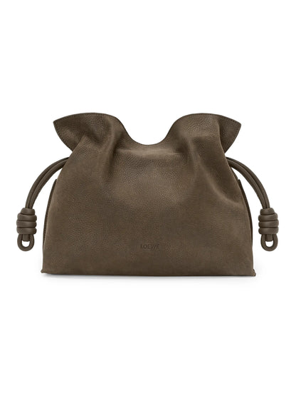 LOEWE Medium Flamenco Drawstring Grained Leather Clutch