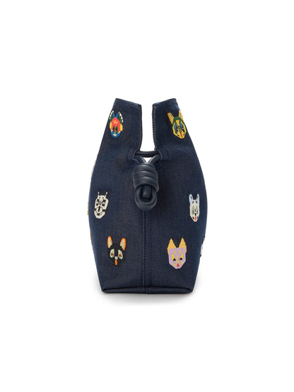 LOEWE LOEWE x Louis Wain Medium Cats Flamenco Embroidered Denim Clutch