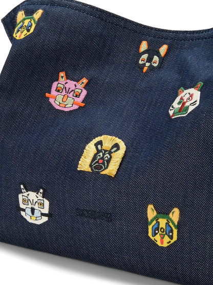 LOEWE LOEWE x Louis Wain Medium Cats Flamenco Embroidered Denim Clutch