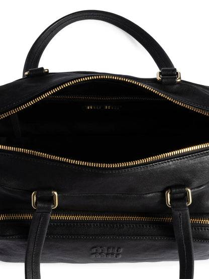 Miu Miu Pocket Washed Nappa Leather Shoulder Bag