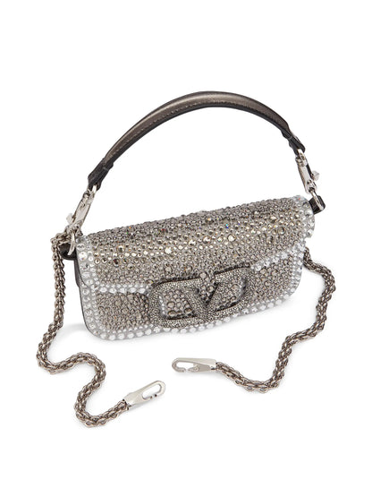Valentino Garavani Small Locò Top Handle Bag with Rhinestones