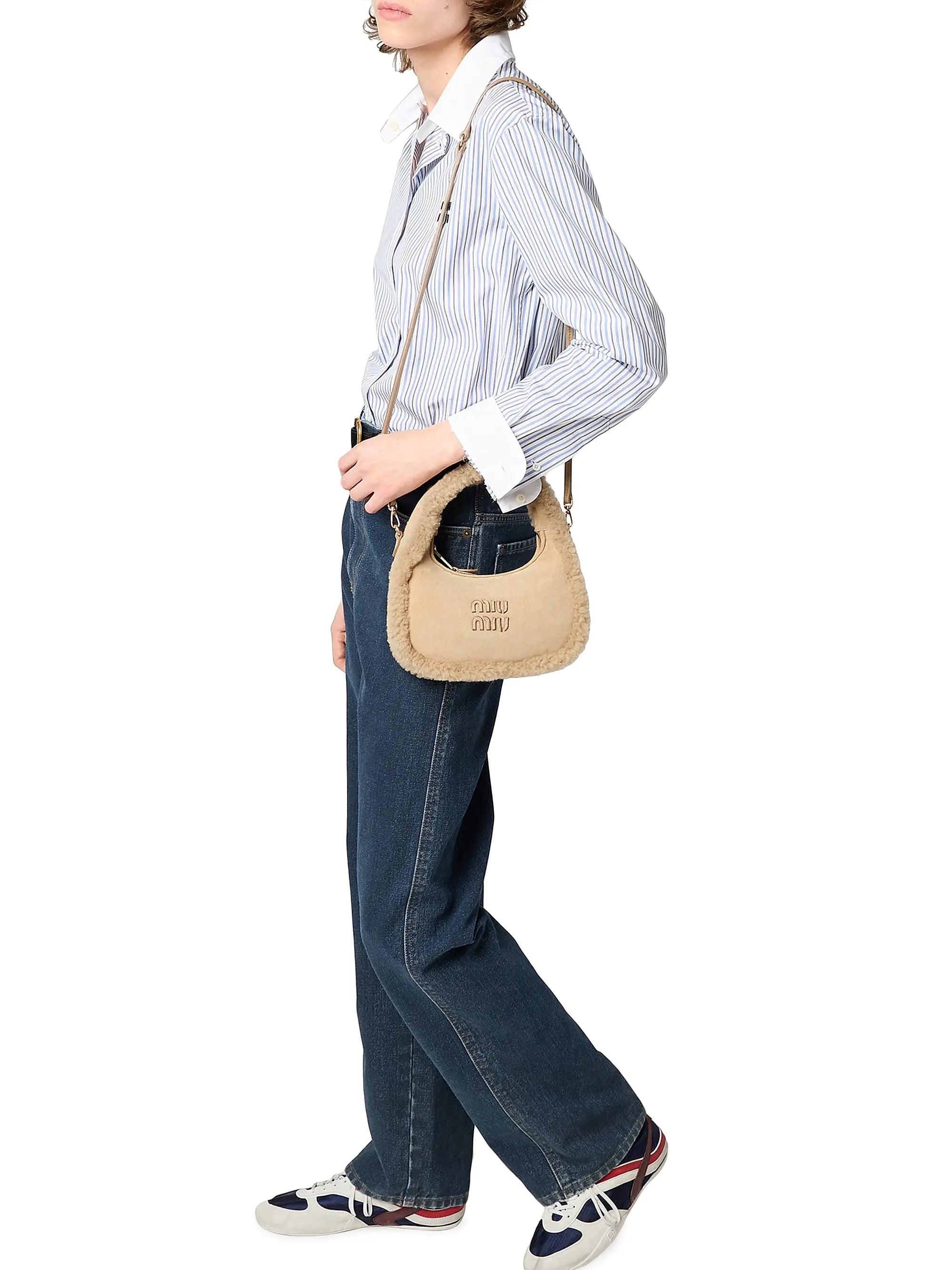 Miu Miu Wander Shearling Top Handle Bag