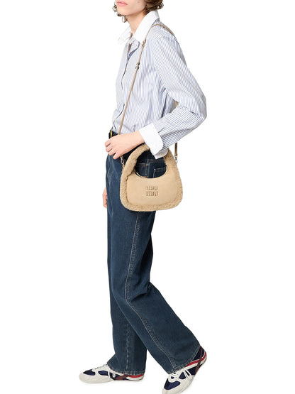 Miu Miu Wander Shearling Top Handle Bag