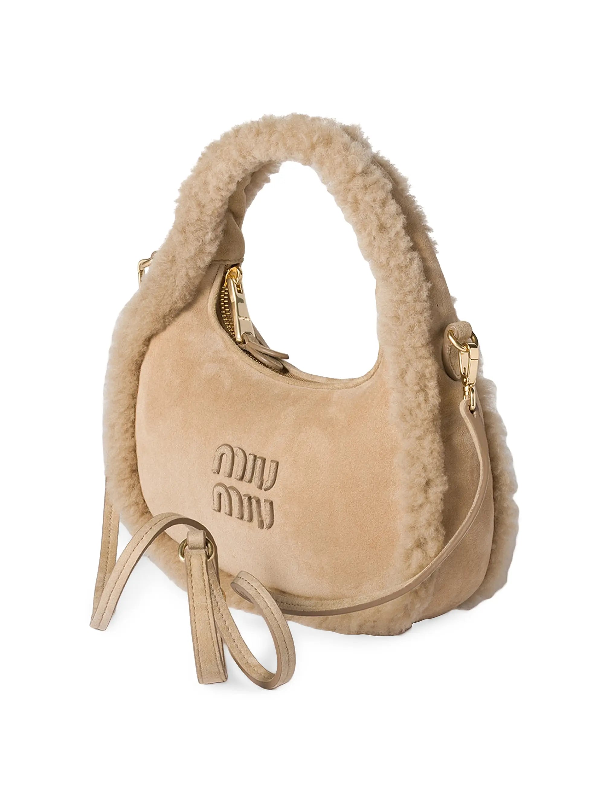 Miu Miu Wander Shearling Top Handle Bag
