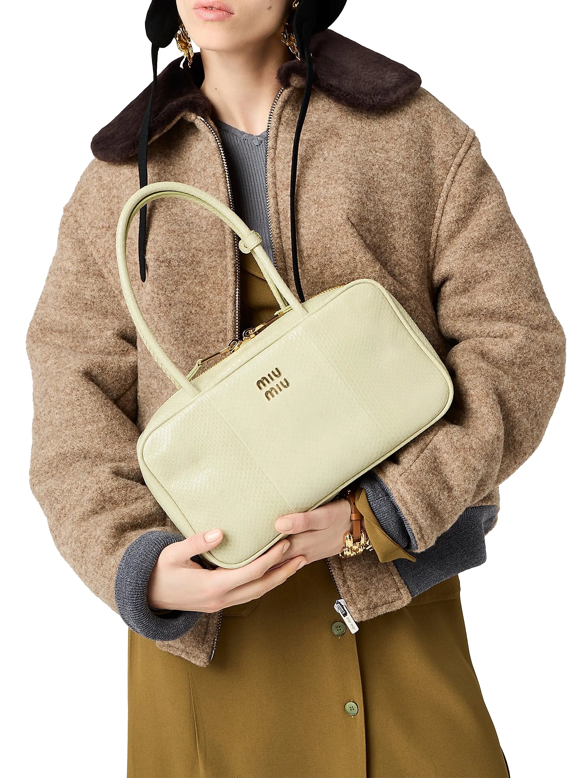 Miu Miu Beau Ayers Leather Top Handle Bag