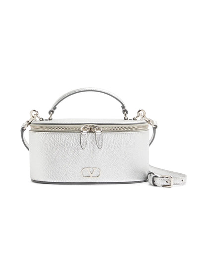 Valentino Garavani Vlogo Signature Mini Vanity Bag in Laminated Grainy Calfskin