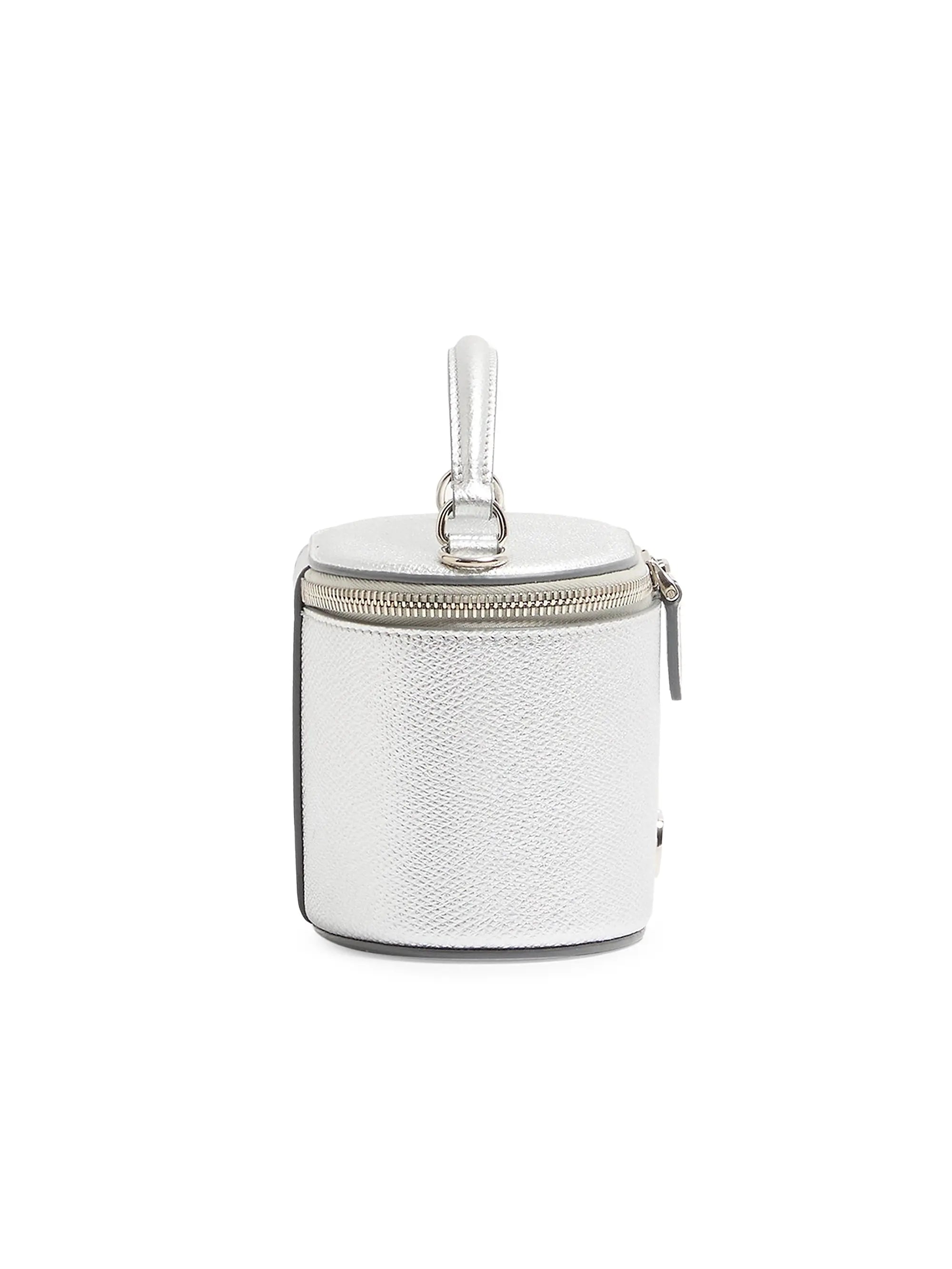 Valentino Garavani Vlogo Signature Mini Vanity Bag in Laminated Grainy Calfskin
