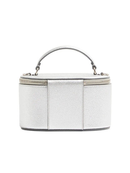 Valentino Garavani Vlogo Signature Mini Vanity Bag in Laminated Grainy Calfskin