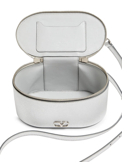 Valentino Garavani Vlogo Signature Mini Vanity Bag in Laminated Grainy Calfskin