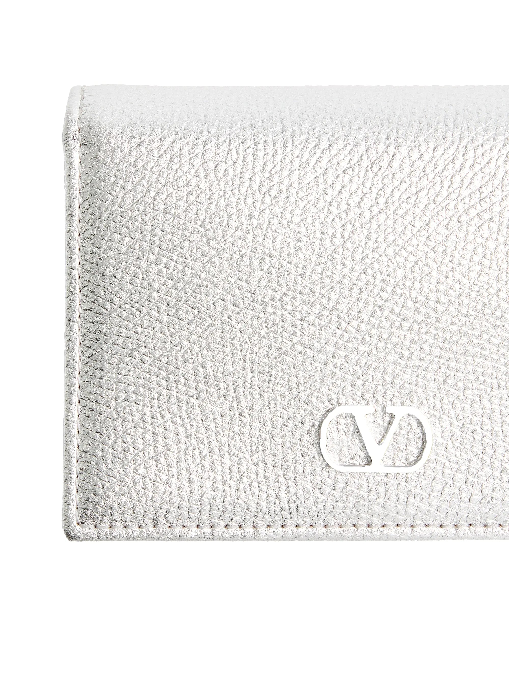 Valentino Garavani VLogo Signature Laminated Grainy Calfskin Wallet