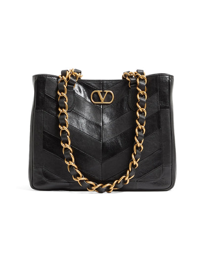 Valentino Garavani Laseine Small Shopping Bag in Chevron-Patterned Nappa Leather