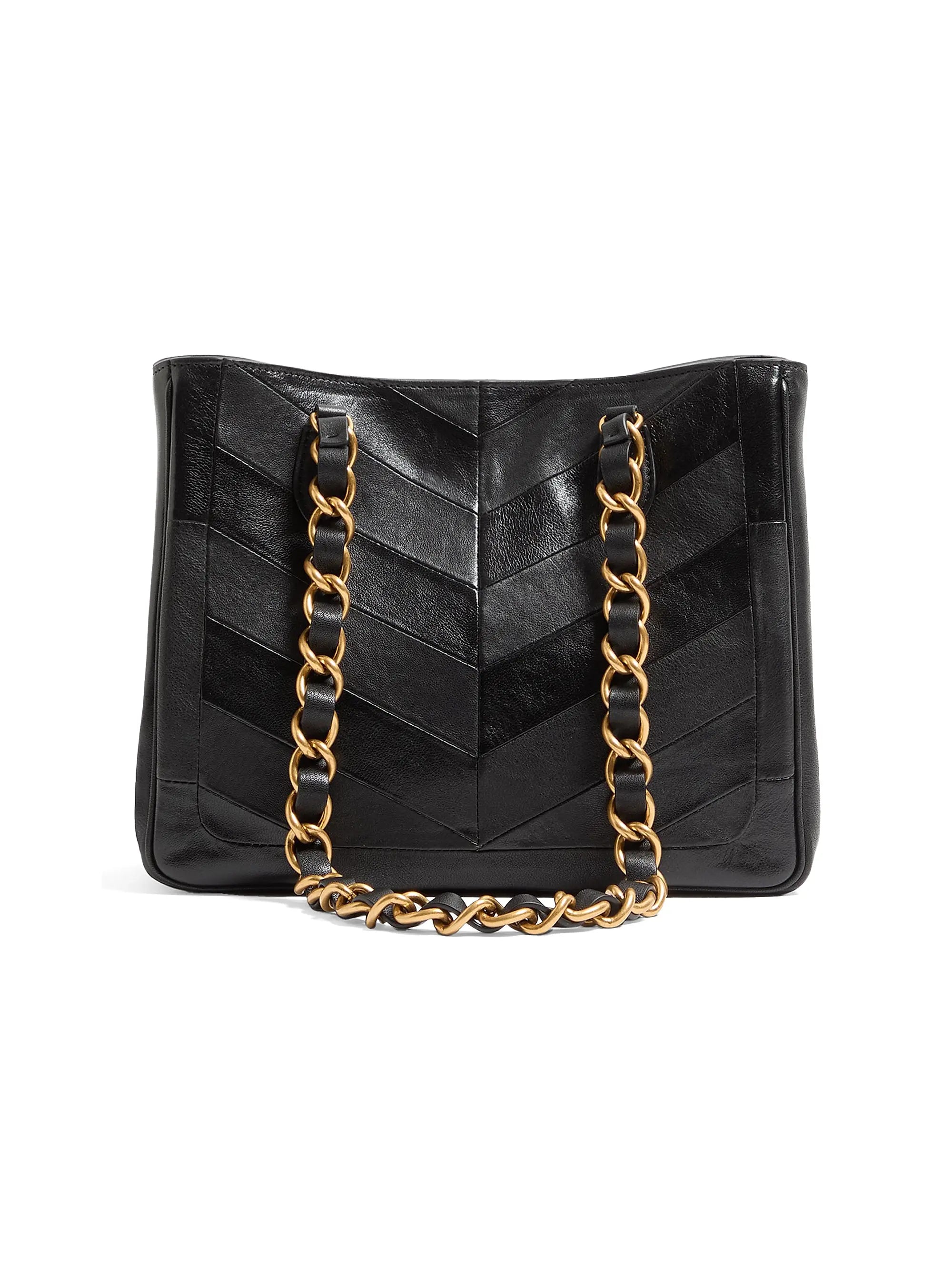 Valentino Garavani Laseine Small Shopping Bag in Chevron-Patterned Nappa Leather
