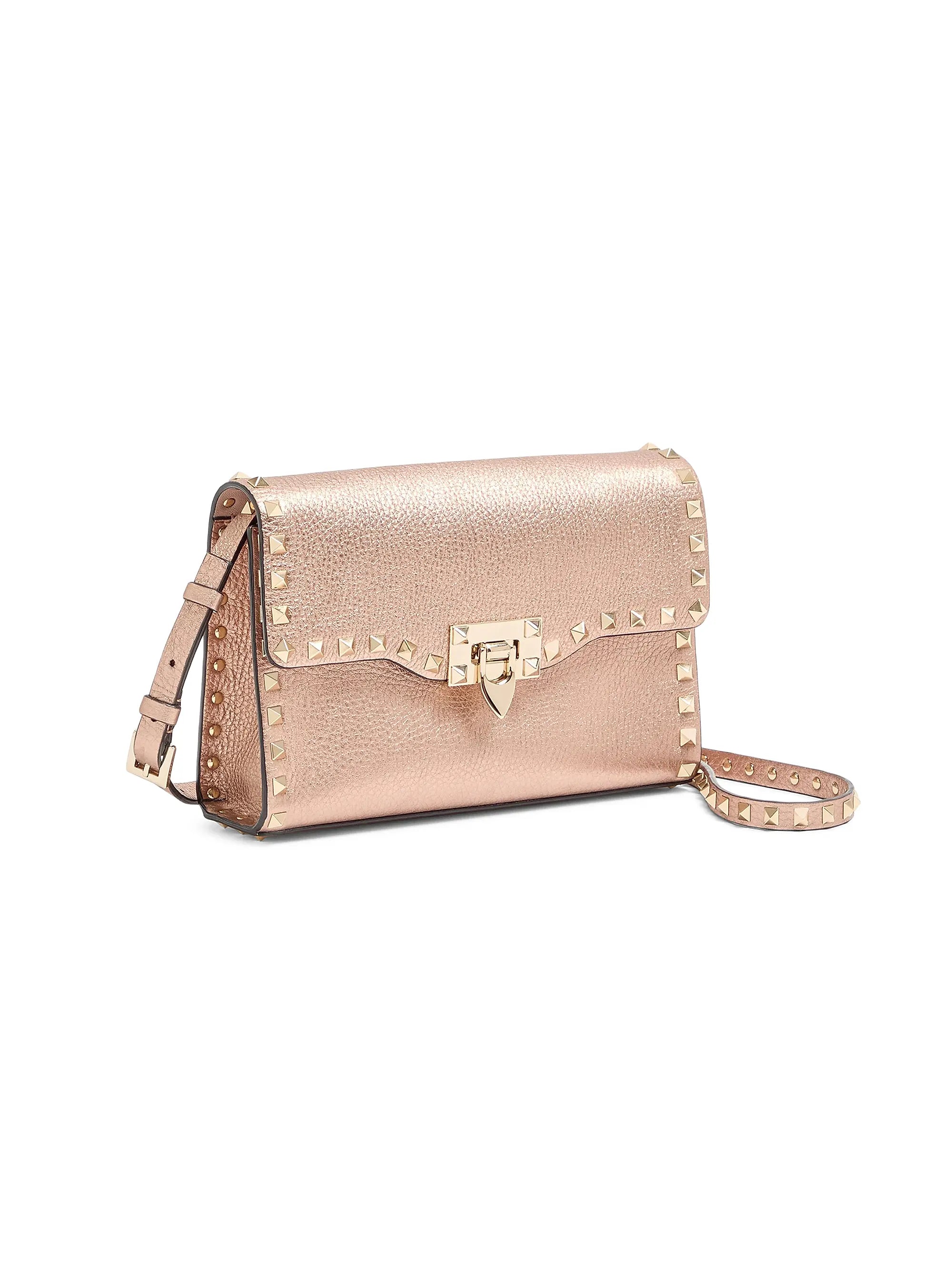 Valentino Garavani Rockstud Small Crossbody Bag in Laminated Grainy Calfskin Leather