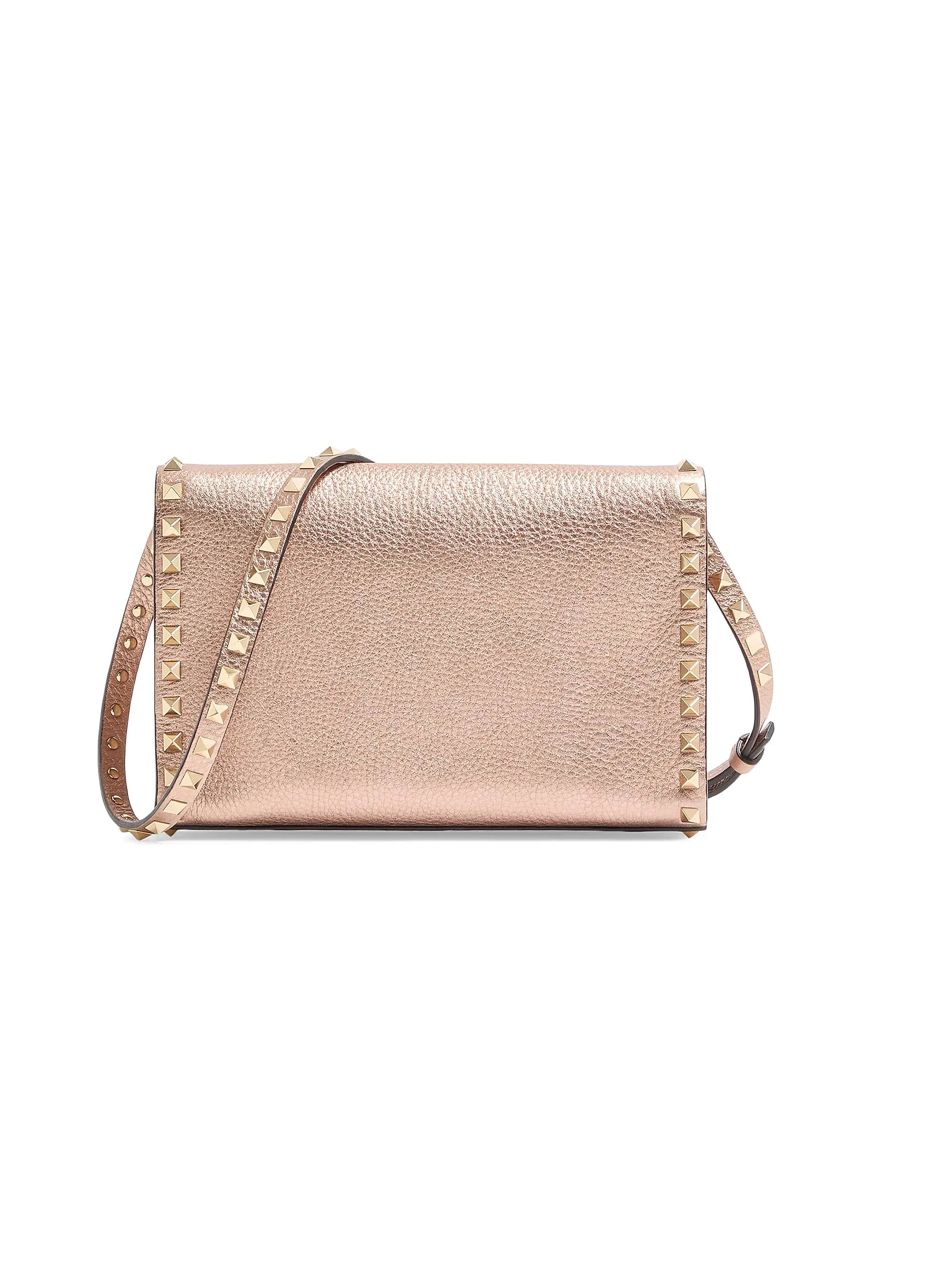 Valentino Garavani Rockstud Small Crossbody Bag in Laminated Grainy Calfskin Leather