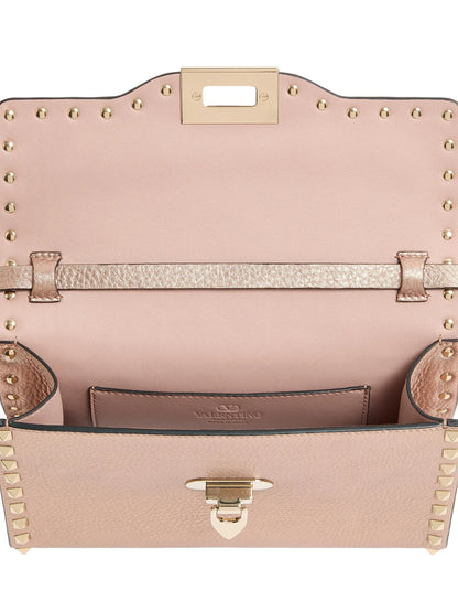 Valentino Garavani Rockstud Small Crossbody Bag in Laminated Grainy Calfskin Leather