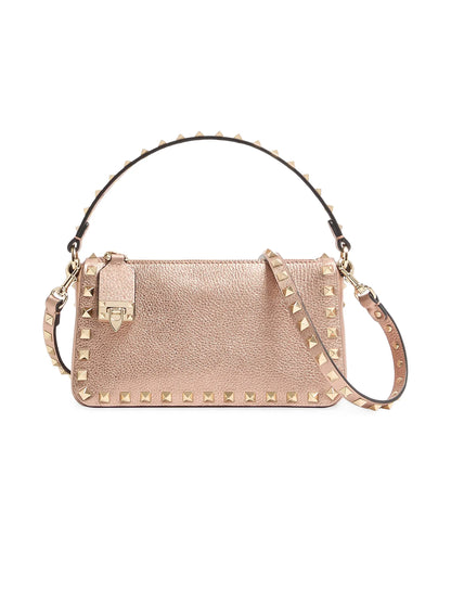Valentino Garavani Rockstud Small Crossbody Bag in Laminated Grainy Calfskin Leather