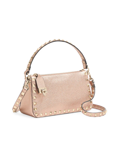 Valentino Garavani Rockstud Small Crossbody Bag in Laminated Grainy Calfskin Leather