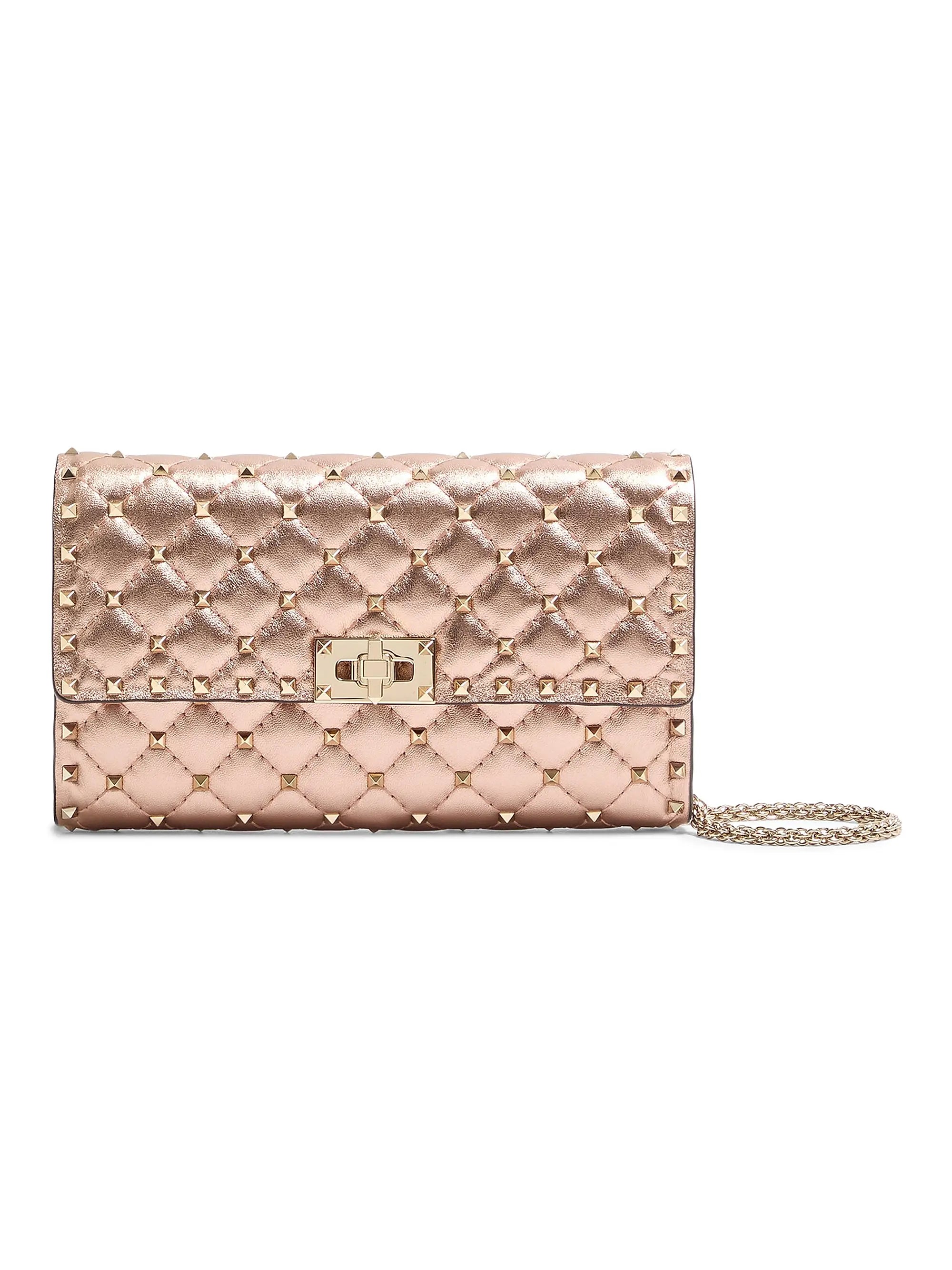 Valentino Garavani Rockstud Spike Shoulder Bag in Laminated Nappa Leather