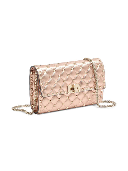 Valentino Garavani Rockstud Spike Shoulder Bag in Laminated Nappa Leather