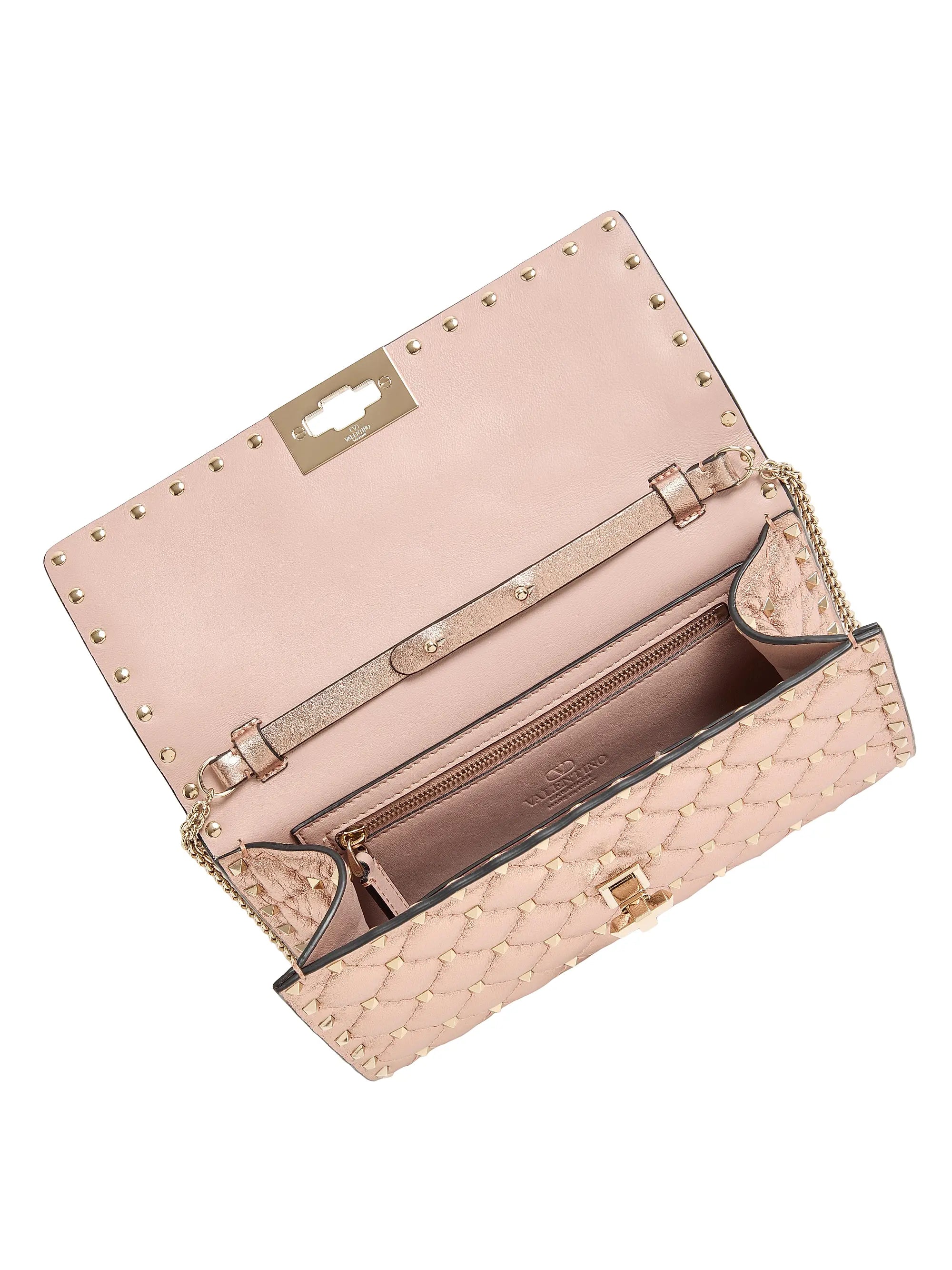 Valentino Garavani Rockstud Spike Shoulder Bag in Laminated Nappa Leather