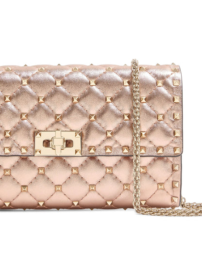 Valentino Garavani Rockstud Spike Shoulder Bag in Laminated Nappa Leather