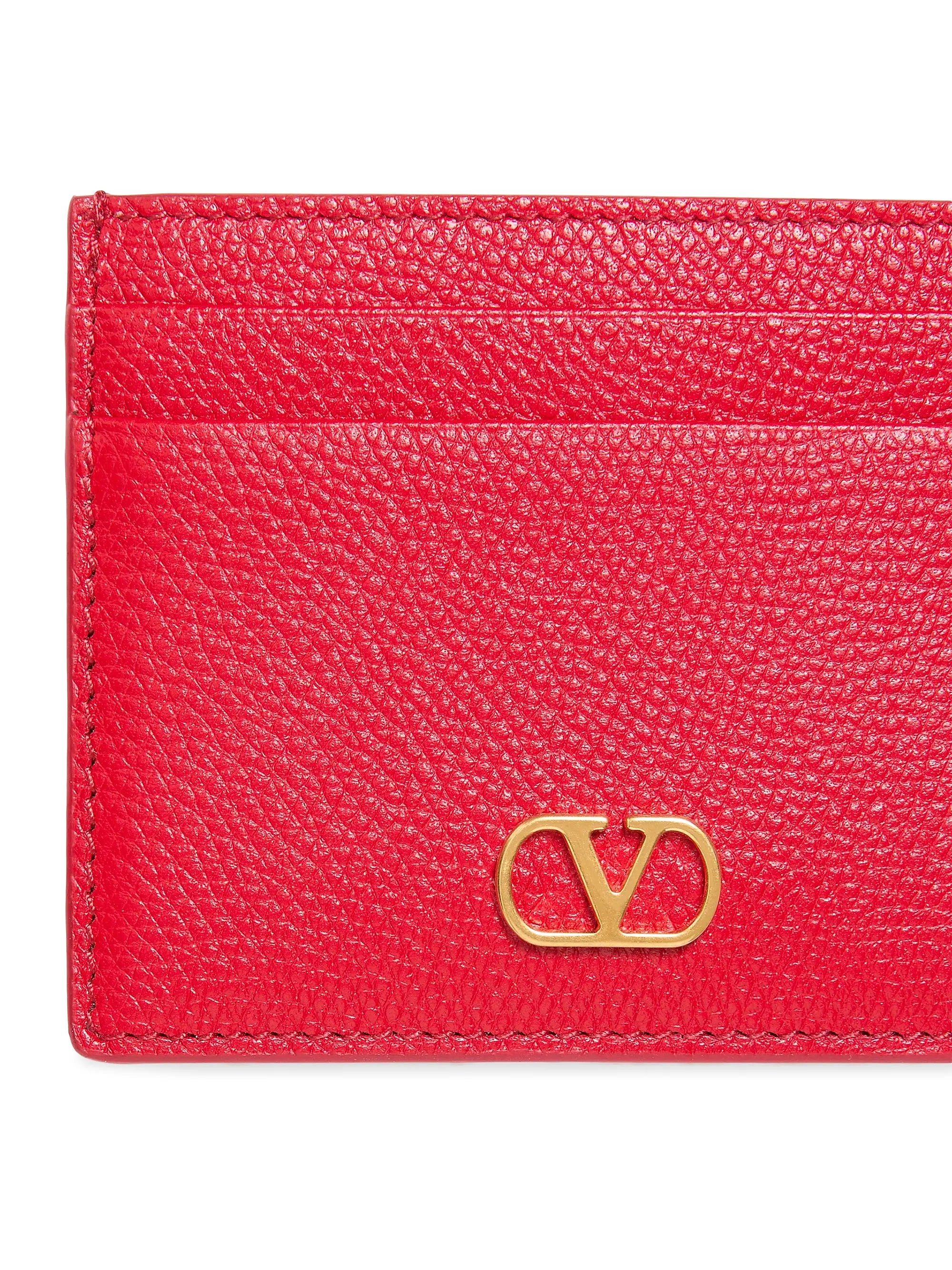 Valentino Garavani VLogo Signature Grainy Calfskin Card Holder