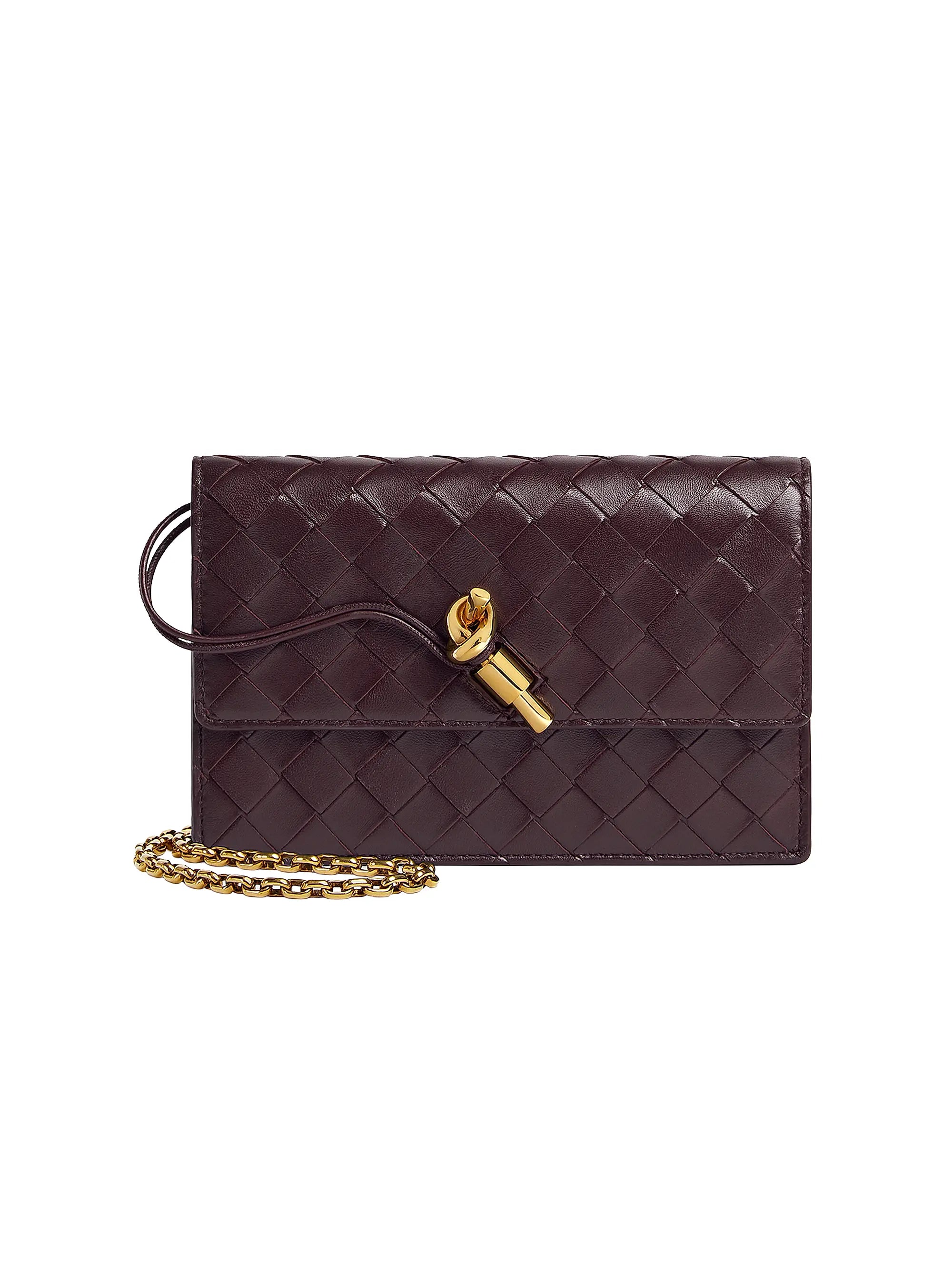 Bottega Veneta Andiamo Intrecciato Leather Chain Pouch