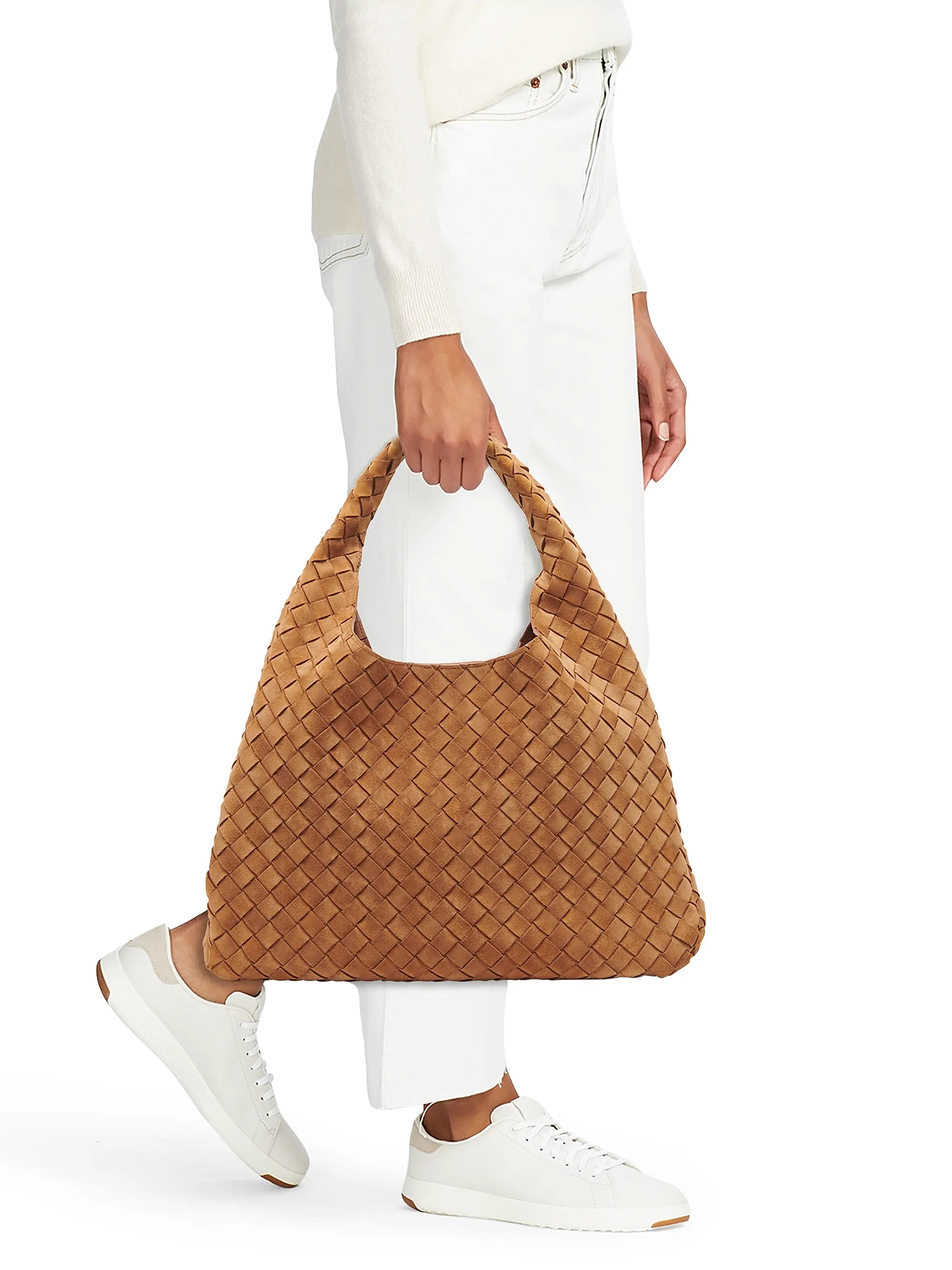 Bottega Veneta Large Campana Intrecciato Suede Shoulder Bag