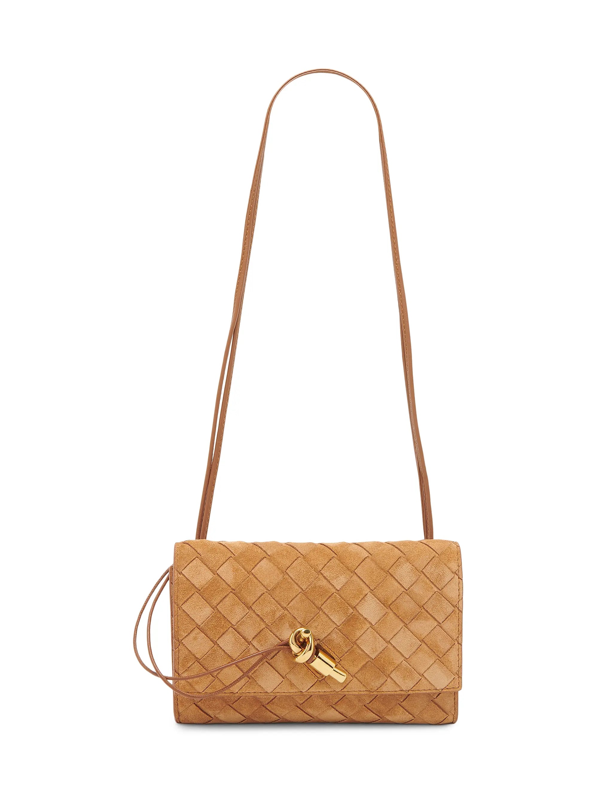 Bottega Veneta Andiamo Intrecciato Suede Pouch