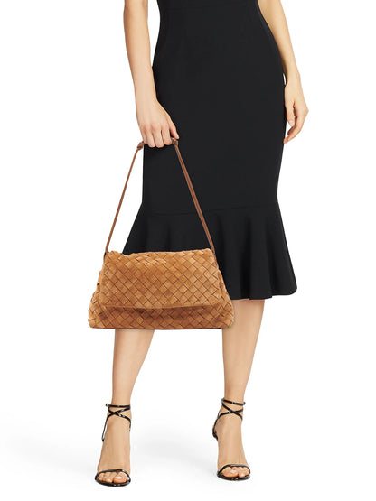 Bottega Veneta Giorno Intrecciato Suede Shoulder Bag