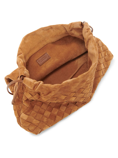 Bottega Veneta Giorno Intrecciato Suede Shoulder Bag