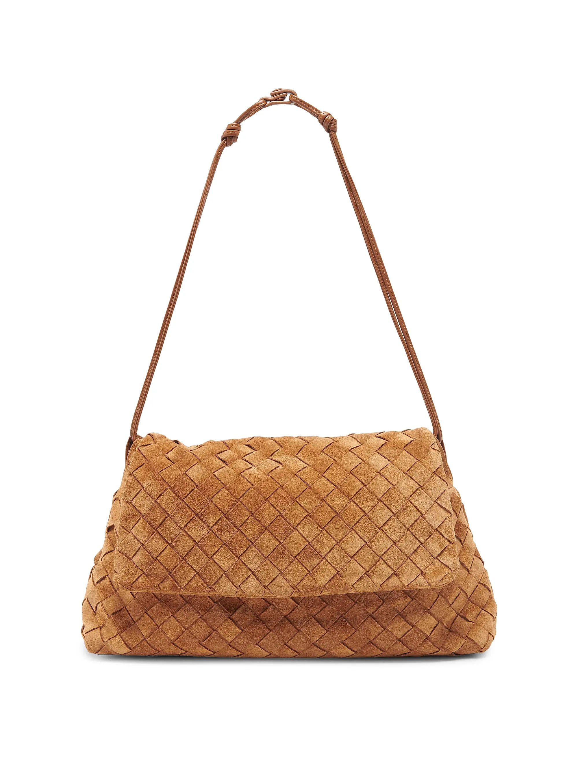Bottega Veneta Giorno Intrecciato Suede Shoulder Bag