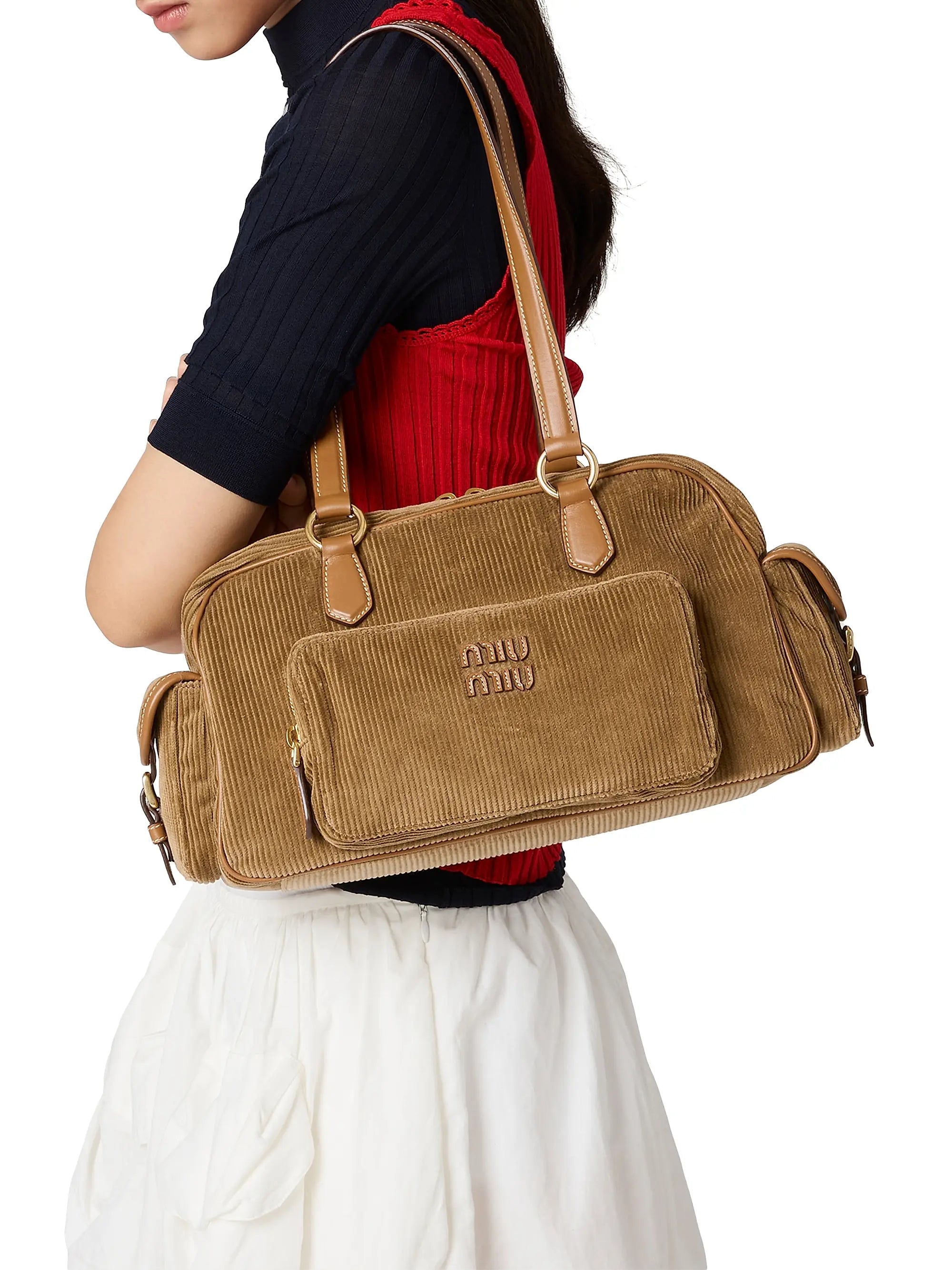 Miu Miu Corduroy Pocket Top Handle Bag