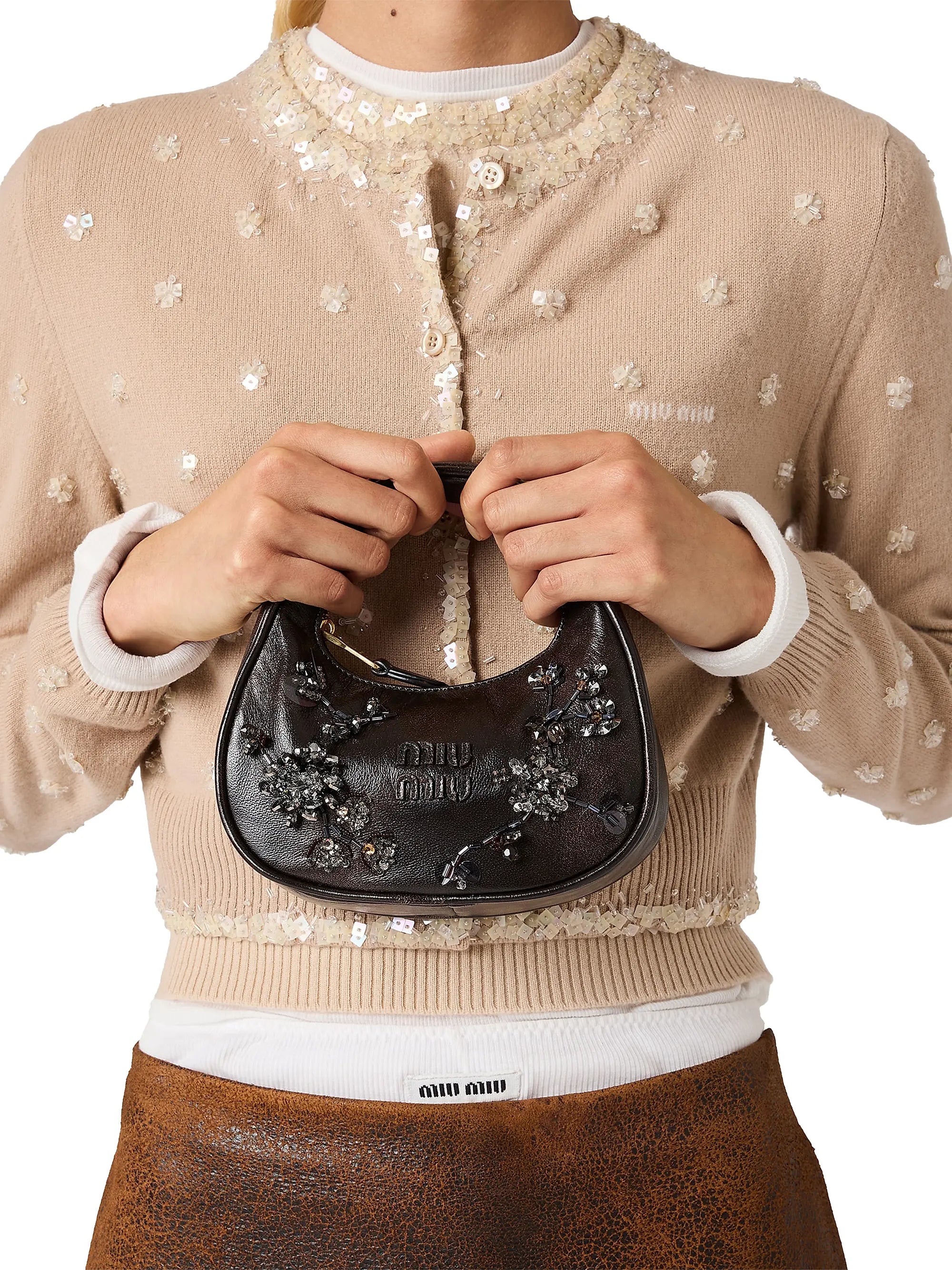Miu Miu Wander Embroidered Leather Mini-Bag