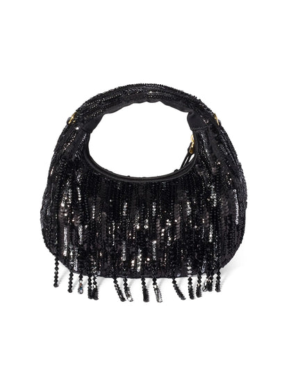 Miu Miu Wander Satin Mini-Bag with Crystal and Sequin Fringe