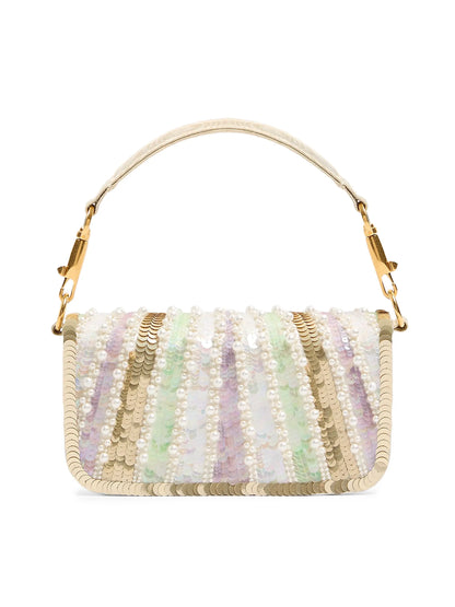 Valentino Garavani Locò Small Embroidered Shoulder Bag with Jewel Logo