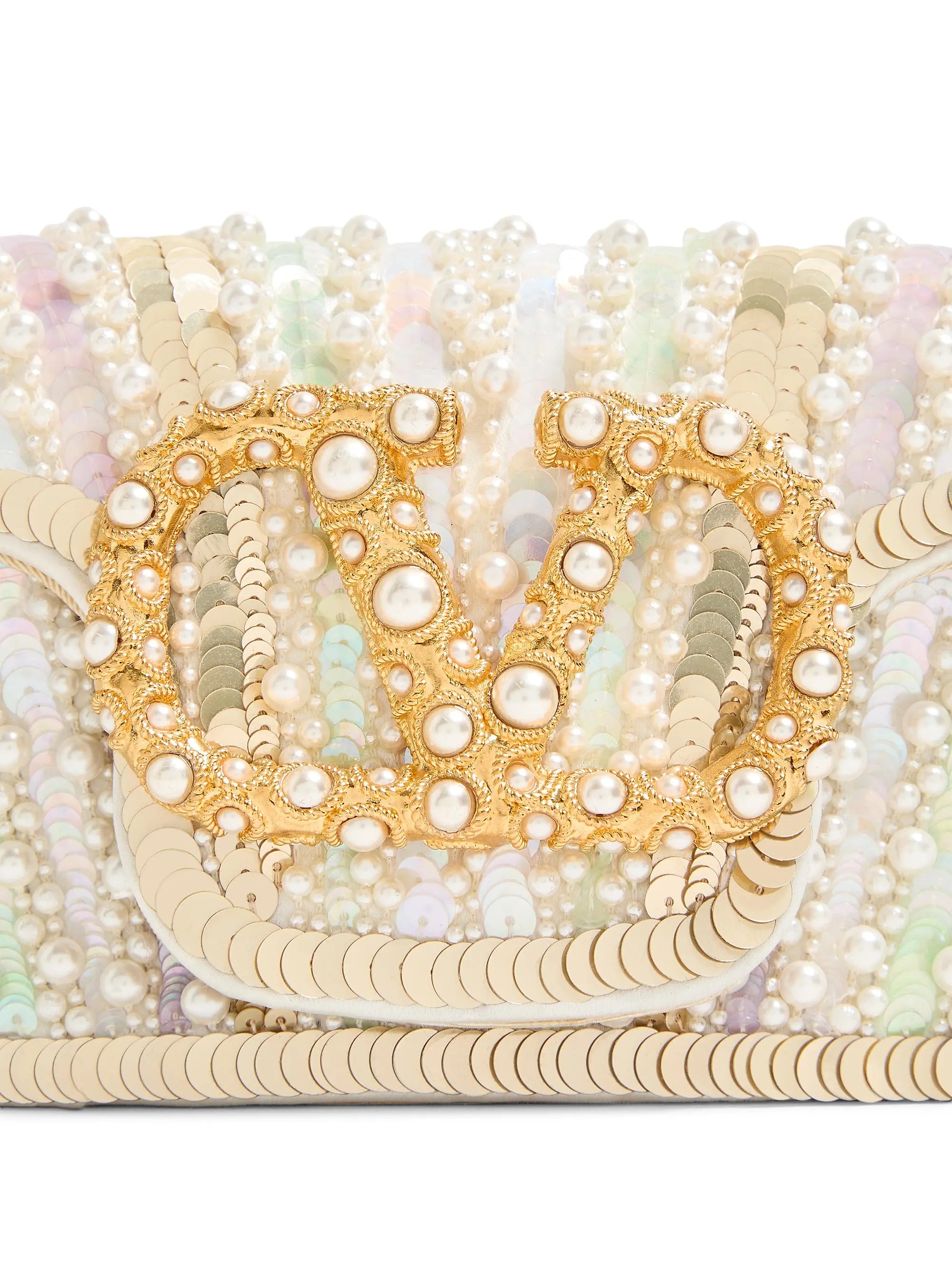 Valentino Garavani Locò Small Embroidered Shoulder Bag with Jewel Logo