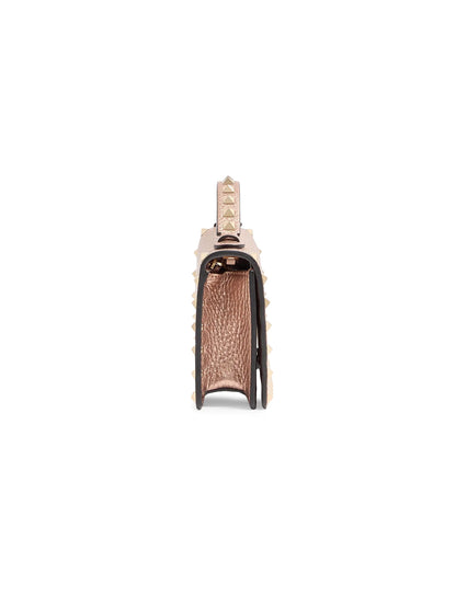 Valentino Garavani Rockstud Laminated Grainy Calfskin Wallet with Chain