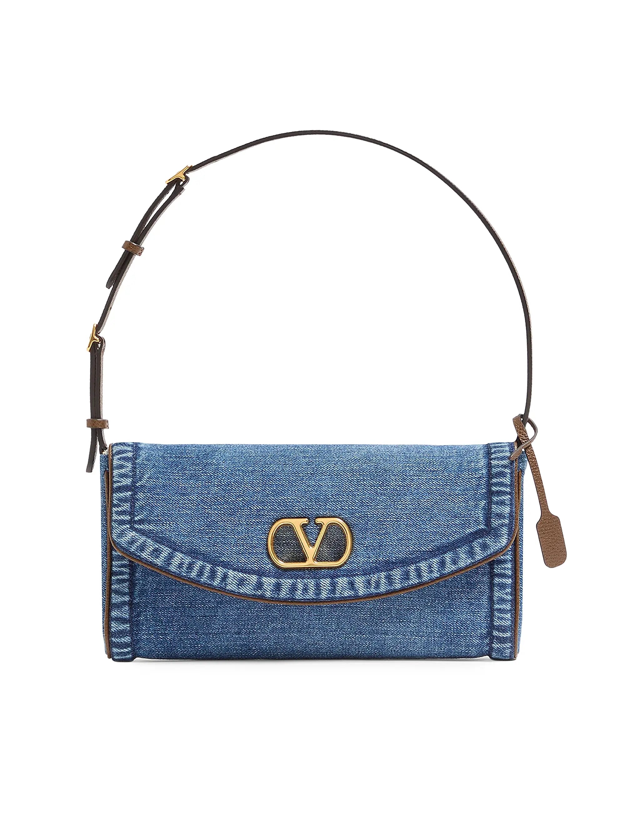 Valentino Garavani DeVain Small Denim Shoulder Bag