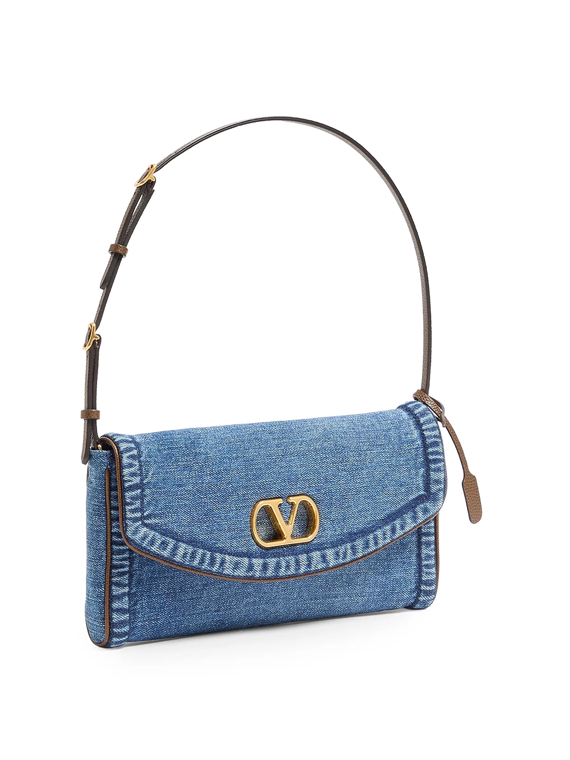 Valentino Garavani DeVain Small Denim Shoulder Bag