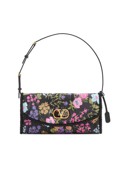 Valentino Garavani DeVain Small Shoulder Bag in Moiré Papier Floral Fabric