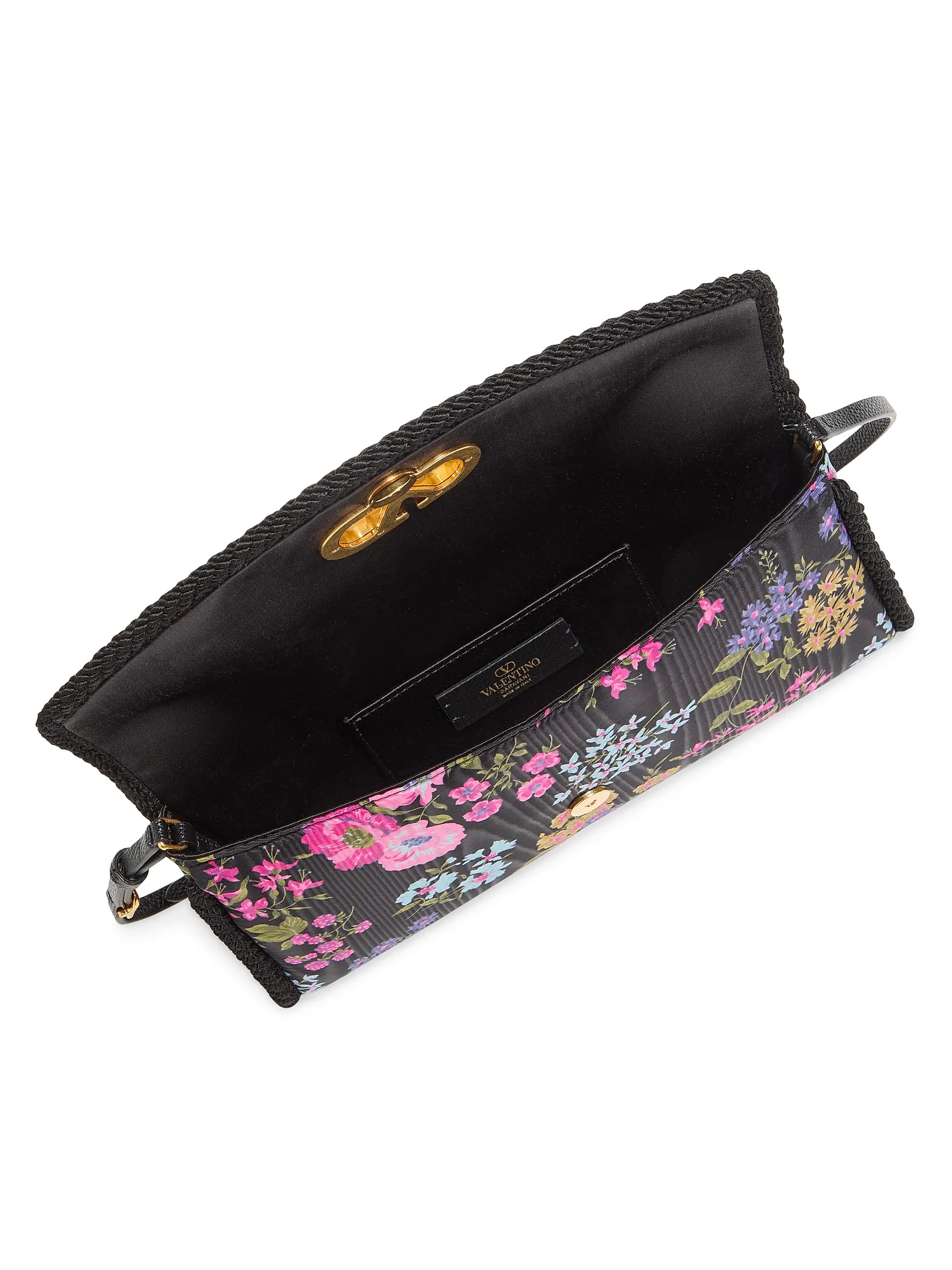 Valentino Garavani DeVain Small Shoulder Bag in Moiré Papier Floral Fabric