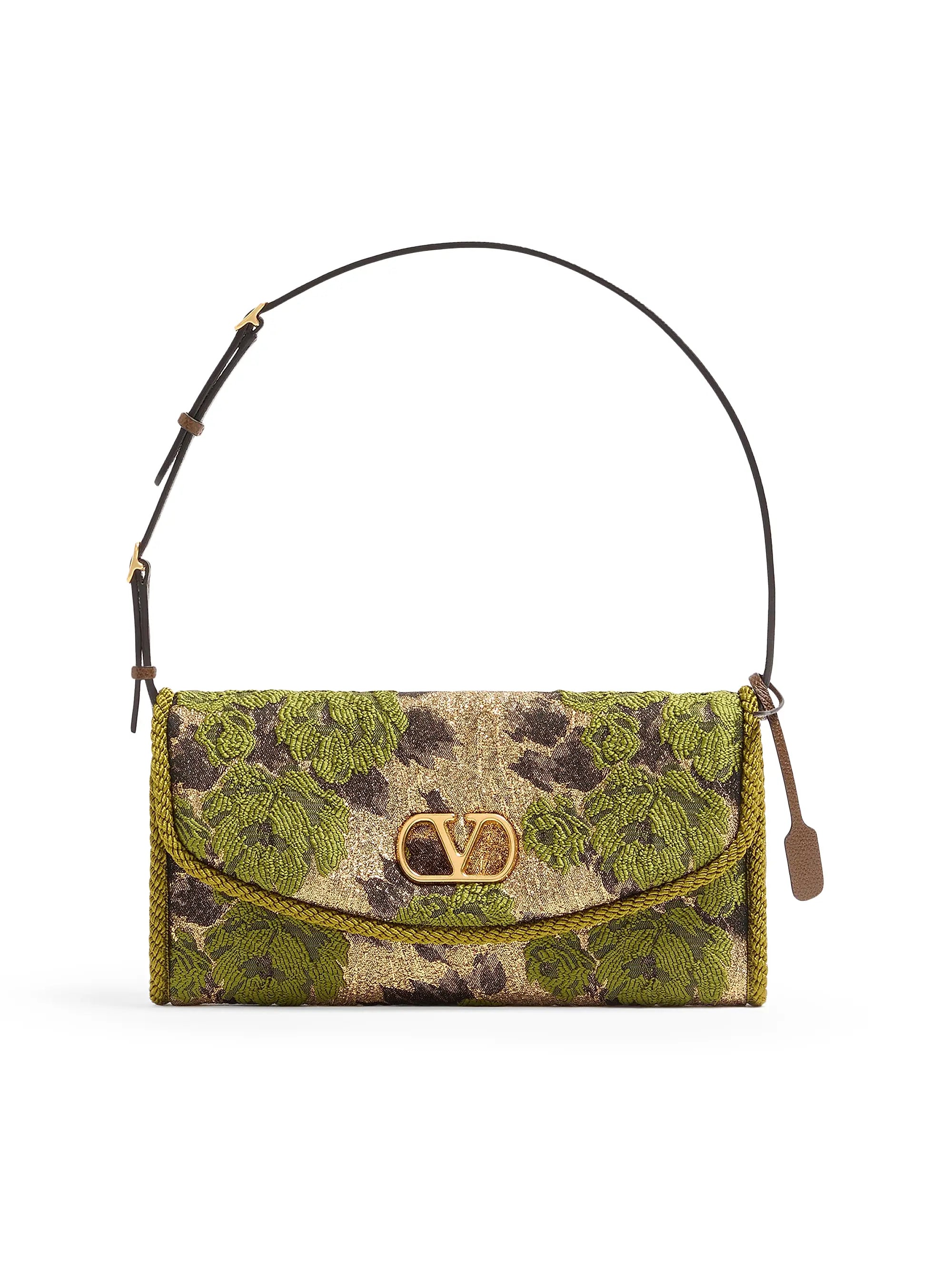 Valentino Garavani Devain Small Shoulder Bag in Jacquard Lurex Fabric