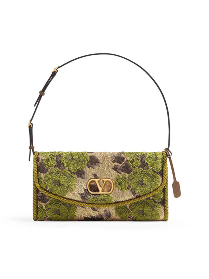 Valentino Garavani Devain Small Shoulder Bag in Jacquard Lurex Fabric