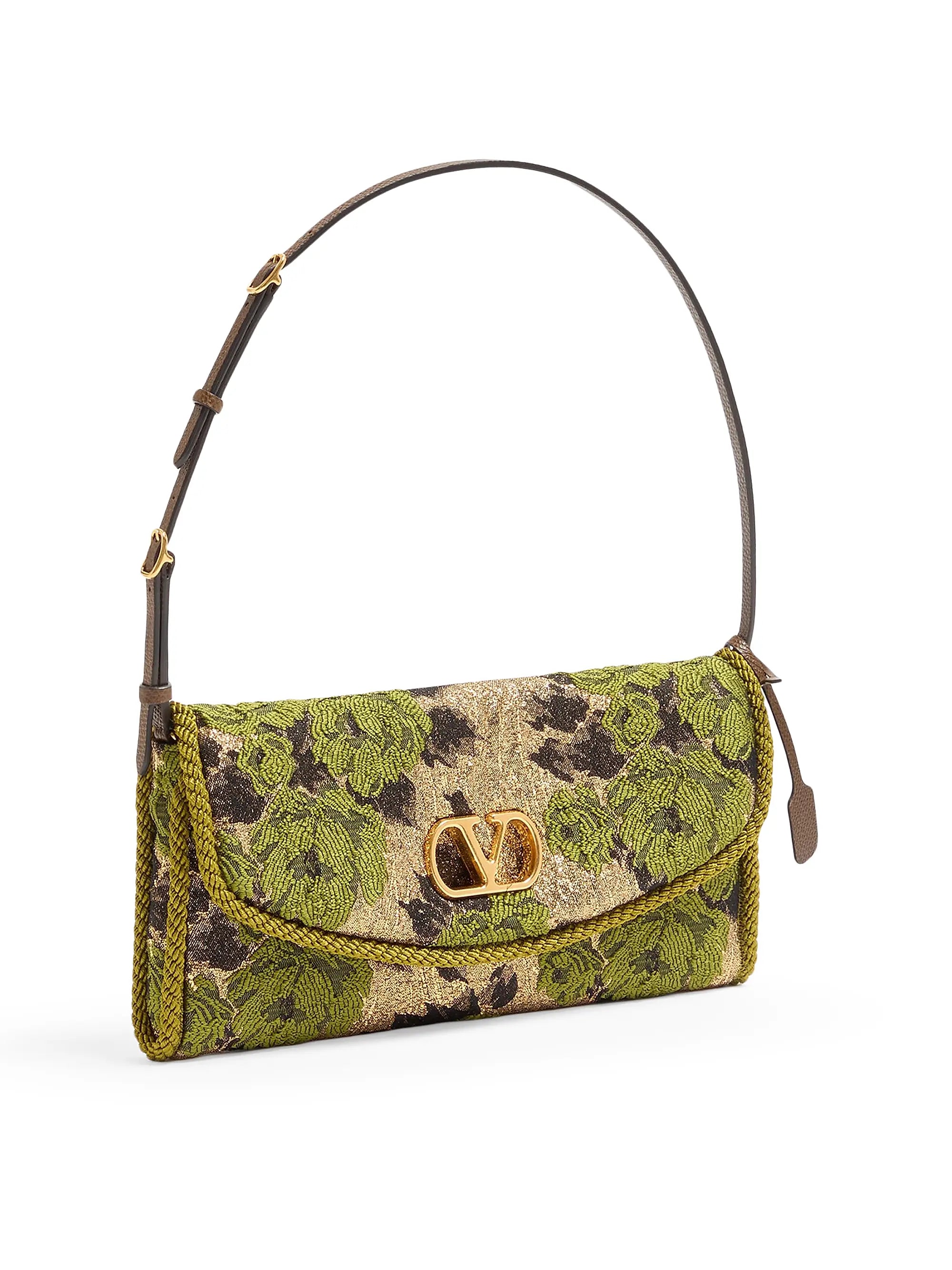 Valentino Garavani Devain Small Shoulder Bag in Jacquard Lurex Fabric