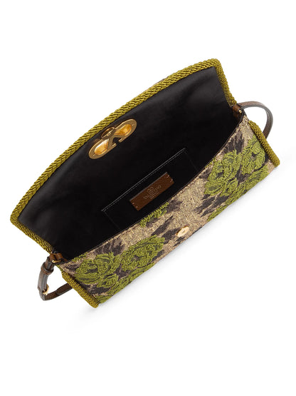 Valentino Garavani Devain Small Shoulder Bag in Jacquard Lurex Fabric