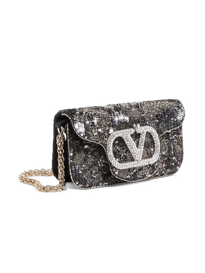 Valentino Garavani Locò Small Embroidered Top Handle Bag with Jewel Logo