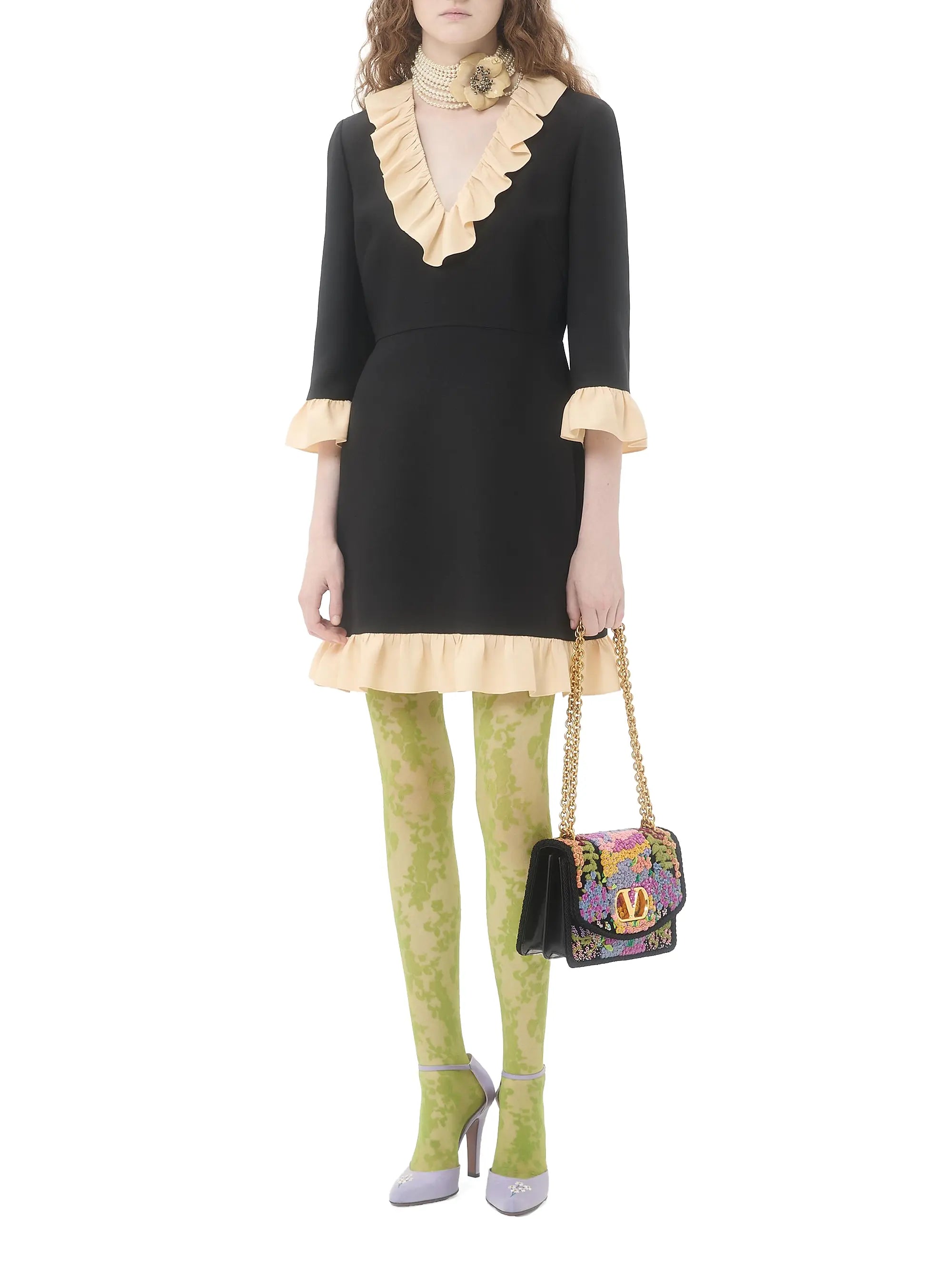 Valentino Garavani Vain Embroidered Shoulder Bag