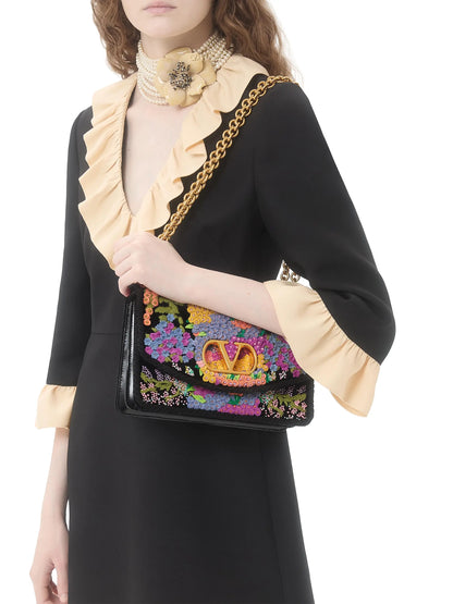 Valentino Garavani Vain Embroidered Shoulder Bag